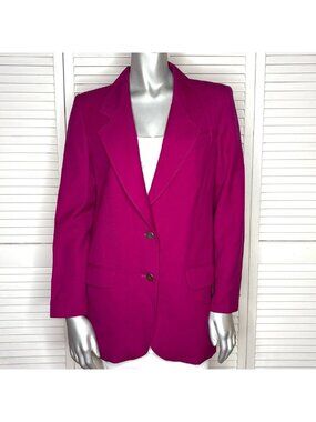 Giorgio Sant'Angelo Fuchsia Purple Wool Blazer Power Shoulder Double Button Sz 6